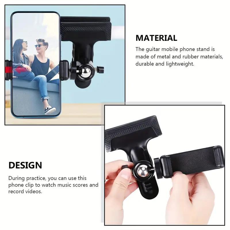Metal Camera Cell Phone Music Mount, Guitar Headstock Mobile Phone Clamp Clip Mount for Smartphones and GoPro Action Cameras, Mobile Phone Accessories, Stand, Adjustable, Cellphone 3