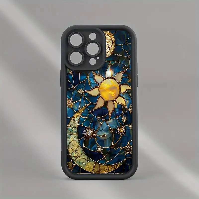 Creative Sun & Moon Pattern Phone Case, Shockproof Phone Protective Cover, Phone Accessory Compatible with iphone 16 15 14 13 12 11 Plus Pro Max 4
