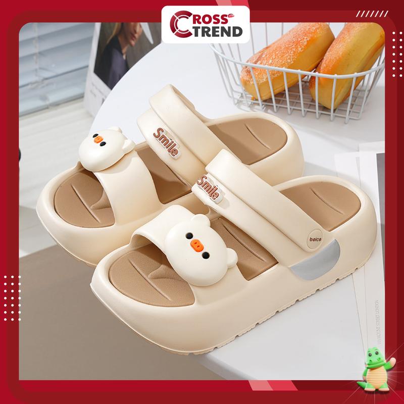 Dép sandal cho nữ, Giày sandal nữ đẹp quai ngang HEO SMILE đế cao 4,5cm mang đi học mới nhất 2025 nhựa EVA Cao Su non mới nhất 2024  Shoes  CROSS TREND