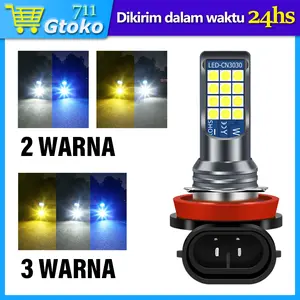 1PC Bohlam Lampu LED H11 H8 H16 Fog Lamp Foglamp Lampu Kabut Mobil 24SMD Kuning Putih Biru 2 Warna 3 Warna