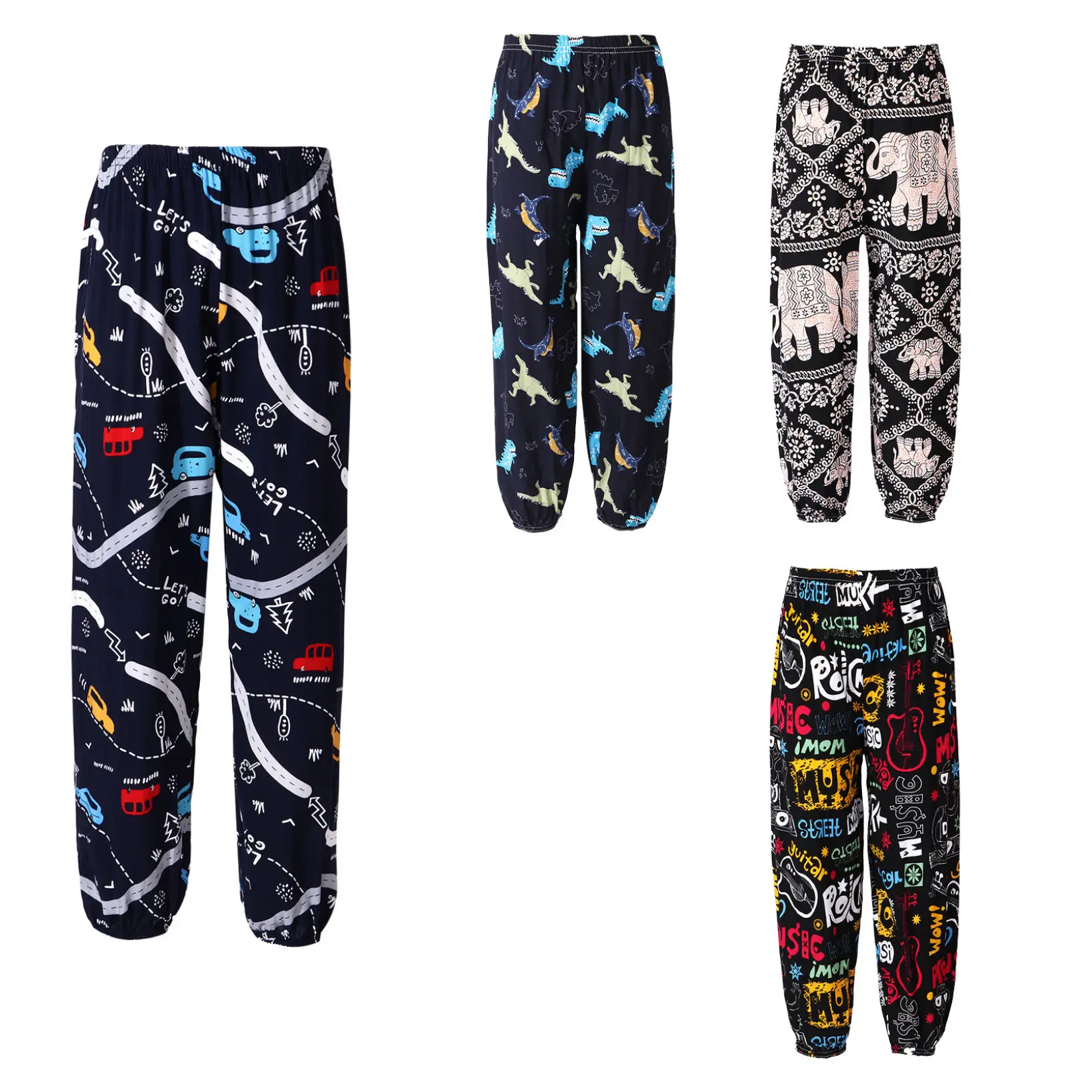 Nyeemya Girls Boys Bohemian Hippie Harem Pants Dance Yoga Sport Pilates Bloomers Active Trousers Bottoms Beachwear