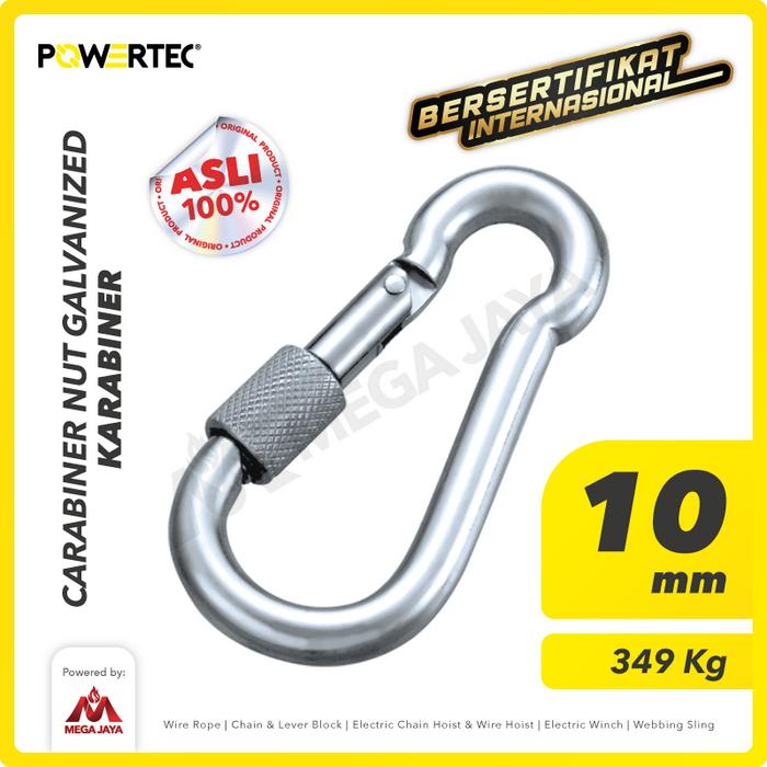 Gambar POWERTEC Carabiner / Karabiner Nut Galvanized 10 mm dari megajaya.co.id Kota Administrasi Jakarta Pusat Tokopedia