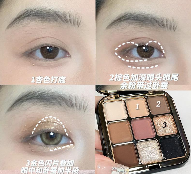 Product Introduction of Glamcolour GlamColour Magic Color 9-Shade Eyeshadow Palette - Matte & Shimmer Nude Browns, Waterproof, Long-Lasting, Multi-Purpose 19