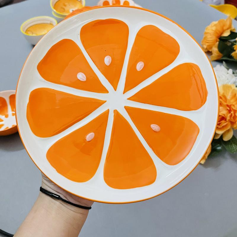 Bát Đĩa Gốm Sứ Decor, Bát Ăn Cơm, Bát Ăn Chè, Chén Dĩa Dễ Thương Bộ Bát Đĩa Sét Bát Đĩa Cam 16 Món 4