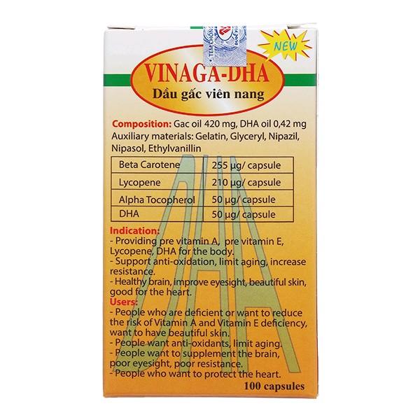 Viên uống Dầu gấc viên nang VINAGA_ DHA lọ 100 viên Người lớn 3