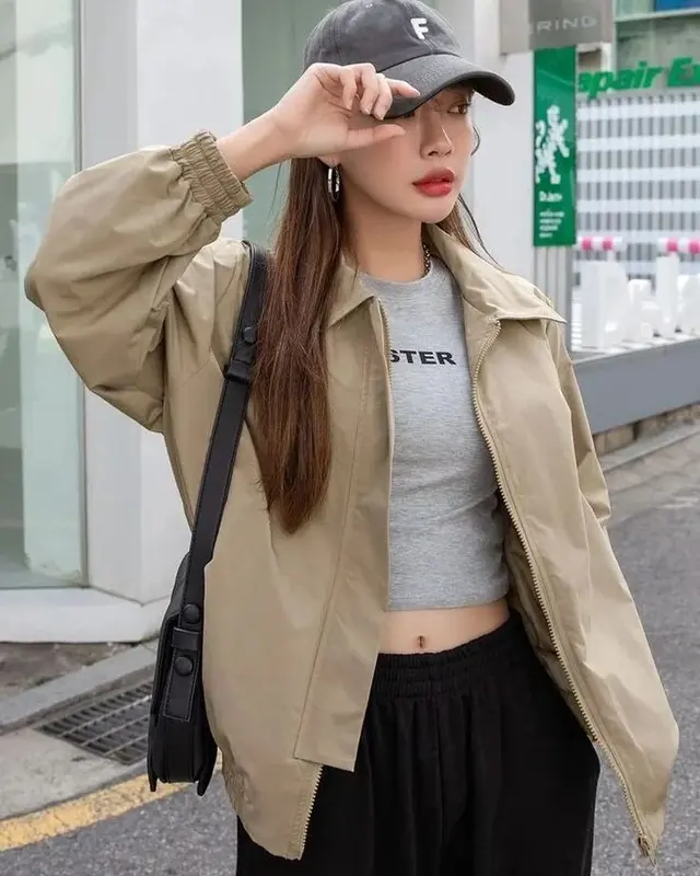 Dazy Jacket Wanita Polos Casual Style Drill 2