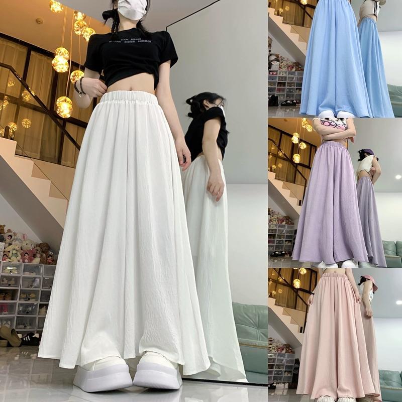 Quần váy ống rộng chất vải gió nhăn mát M1401 0