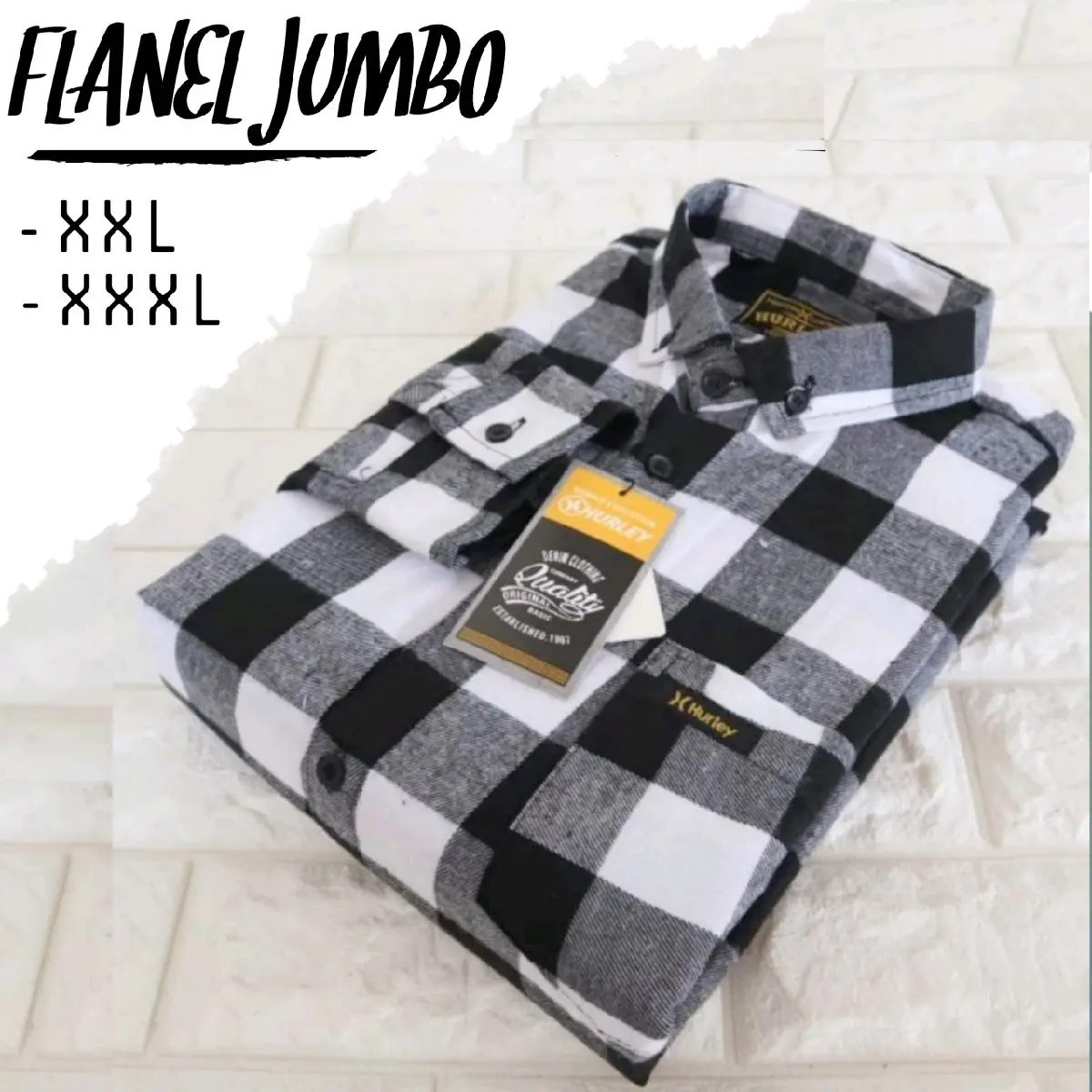 Kemeja Flanel Jumbo XXL XXXL Oversize Pria Wanita Lengan Panjang Unisek Distro Premium Kotak Casual Motif Santai Katun Crew Neck V-Neck Slim-fitting Setrip Cowok Formal Baju