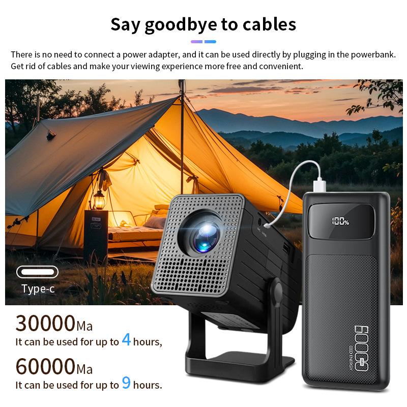 Power bank projector, ultra-clear outdoor camping portable home mini ...