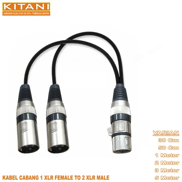 Kabel Cabang /Kabel Audio 1 XLR Female to 2 XLR Male -Kitani - 30 CM Accessories