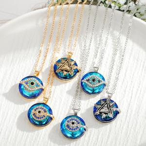 evileye สร้อยคอตาปีศาจตาสีฟ้าโลหะผสม เสริมโชคลาภปกป้องภัยพิษ เครื่องรางแห่งความสิริมงคล