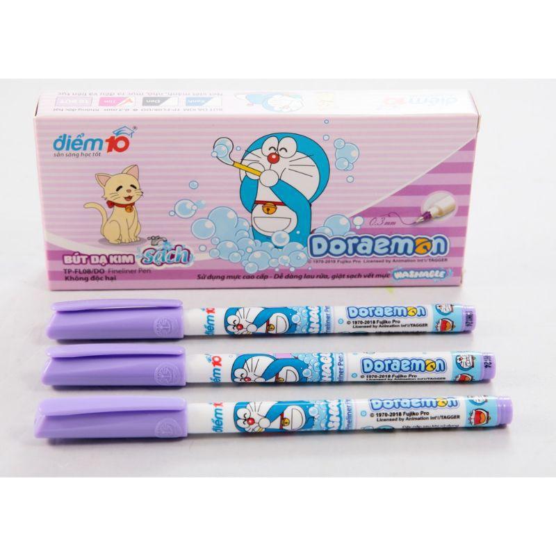  Hộp 10 cây Mực tím Bút lông kim - Bút mực nước Điểm 10 Doraemon TP-FL08 DO 