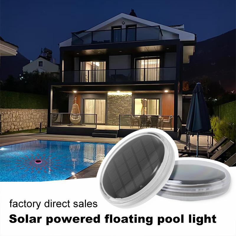 Product Introduction of Solar-Powered Pool Light with 3 Brightness Levels, 9 Colors, 500mAh Built-in Battery, Waterproof & Easy to Install, Auto On/Off at Night, Daytime Charging, Timer Function, Suitable for Parks, Courtyards, Bathtubs and Villas 5