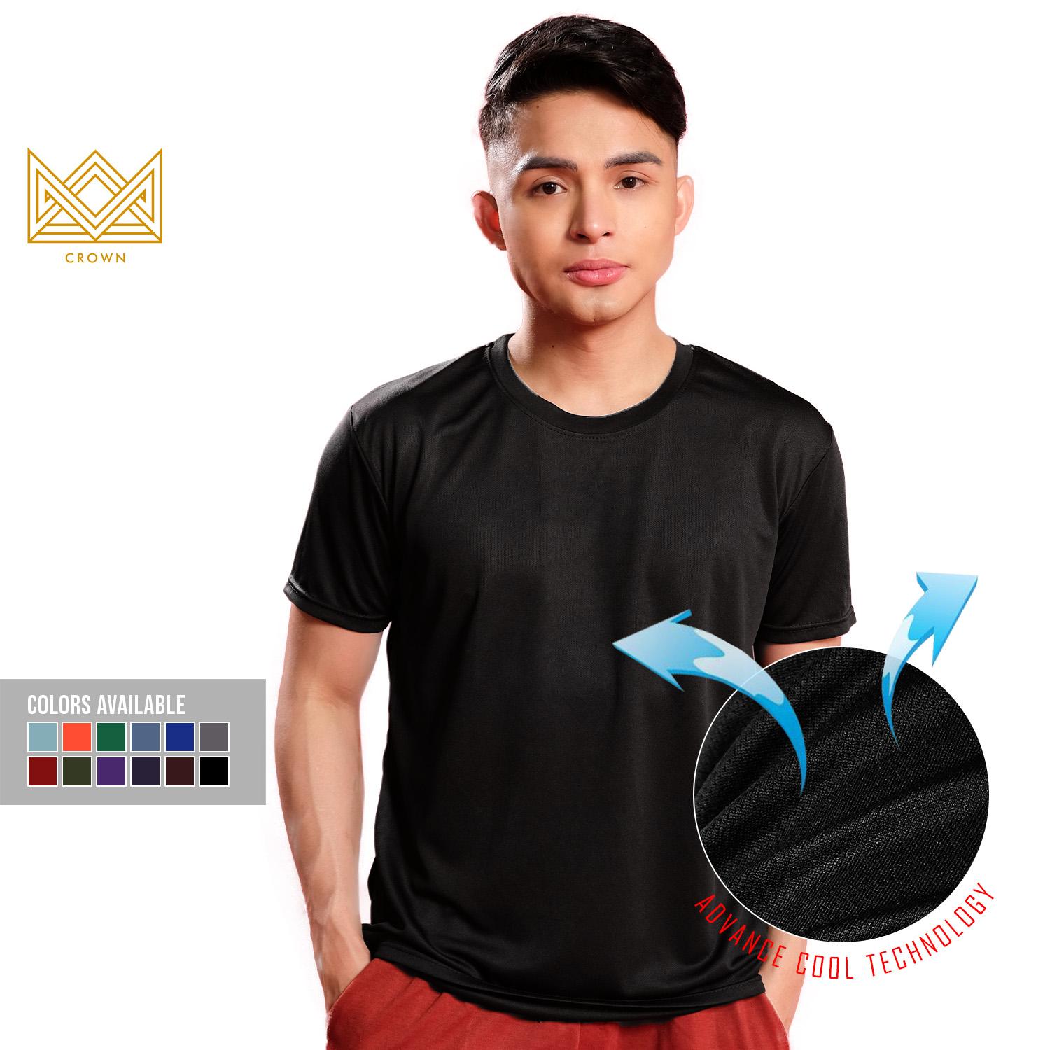 Crown Mens Drifit Round Neck Tshirt for Men Active Wear Quick Dry Sports Summer Tops Outfit Black_voghion.com