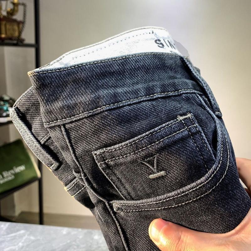 Quần jean co giãn nam, cao cấp, giá cả phải chăng, sang trọng, thêu Thương Hiệu Thời Trang , Hàn Quốc, Slim Fit, quần bó dài 4
