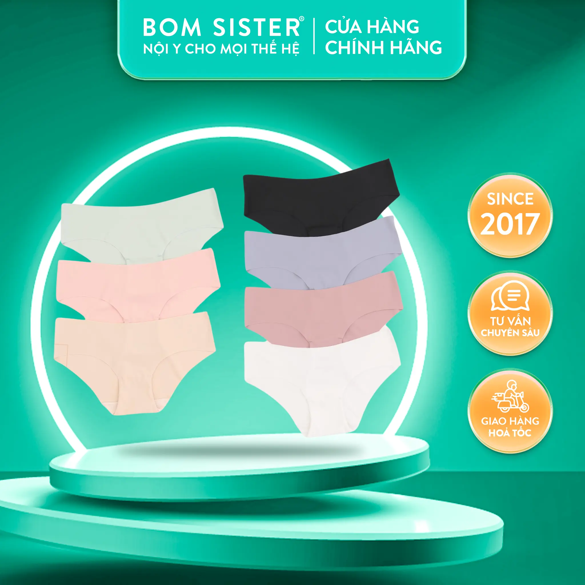 BOM Sister x Ngọc Trinh - Combo 5 quần lót thỏi son 2024 chất liệu su mát cao cấp, quần lót Nữ chống lộ viền, đáy may không bung Munii MP2205, MP2206, MP2207
