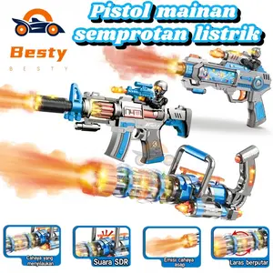 【Besty】Mainan Semprot Assault Sound Rifle Mainan Tembakan Anak Lampu Sound