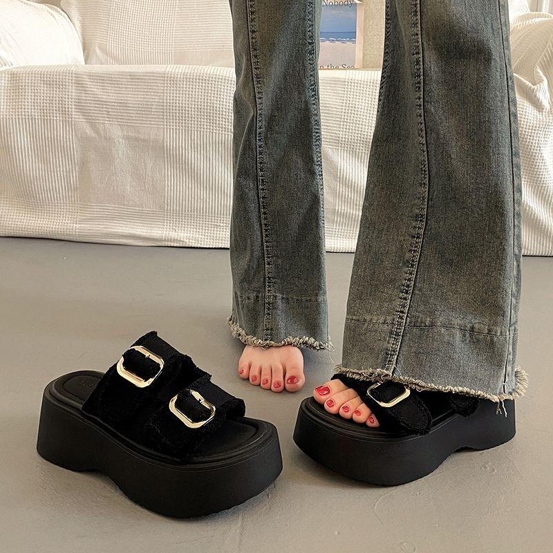 Dép Đế Muffin, Hàng Mới Về Cho Nữ, Dép Denim Tăng Dài, Phong Cách La Mã Thể Thao, Giày Thoáng Khí, Hàng Châu Âu, Hợp Xu hướng, Được Đánh Giá Cao Với Hơn 99% Cùng Phong Cách, Có Sẵn Năm 2025 1
