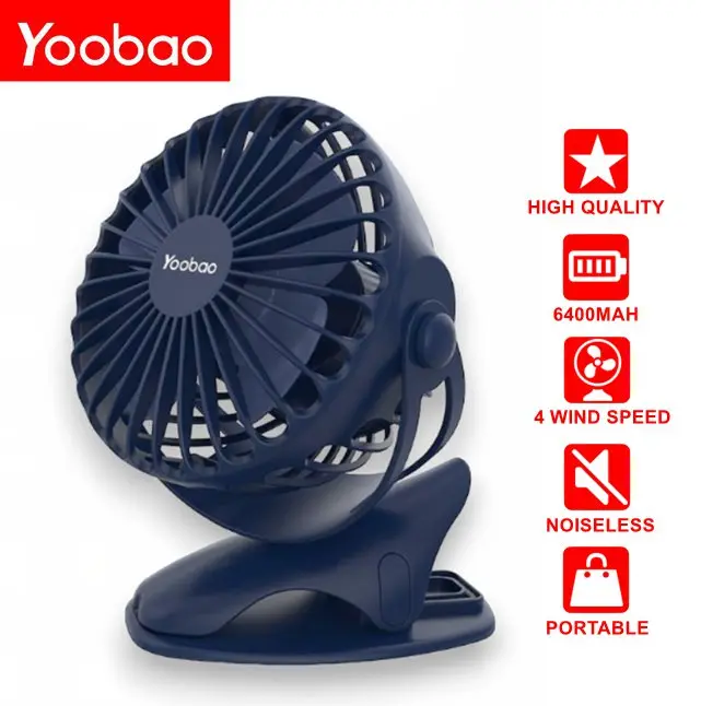 Yoobao Y-F04 Strong Wind Mini Desktop Clip Fan  Rechargeable Handheld Mini  Noise Fan 6400mAh Mobile Usb Protection