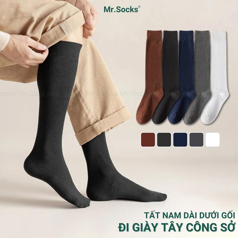 Tất đi giày tây Mr.Socks dài dưới gối, vớ nam cổ cao công sở chất liệu cotton mềm mịn hút ẩm thoáng khí, khử mùi êm chân - HOT-1804-1DOI Menswear