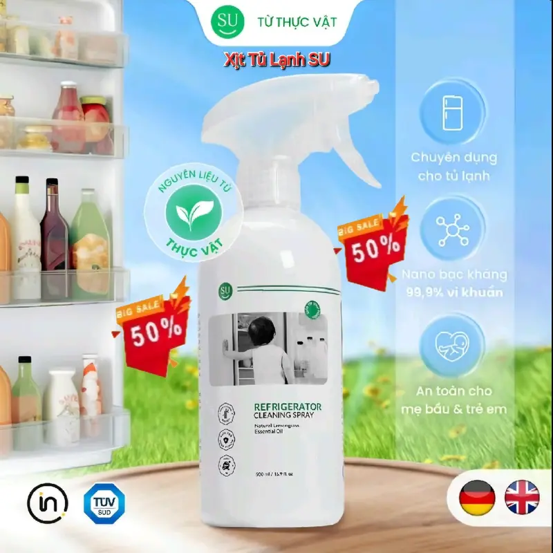 Chai Xịt Vệ Sinh Tủ Lạnh, Lò Vi Sóng SU X5 Cleaner 500ml Vệ Sinh Khử Mùi Khử Khuẩn Hiệu Quả - Công Nghệ Nano Bạc Châu Âu Xịt Vệ Sinh 0