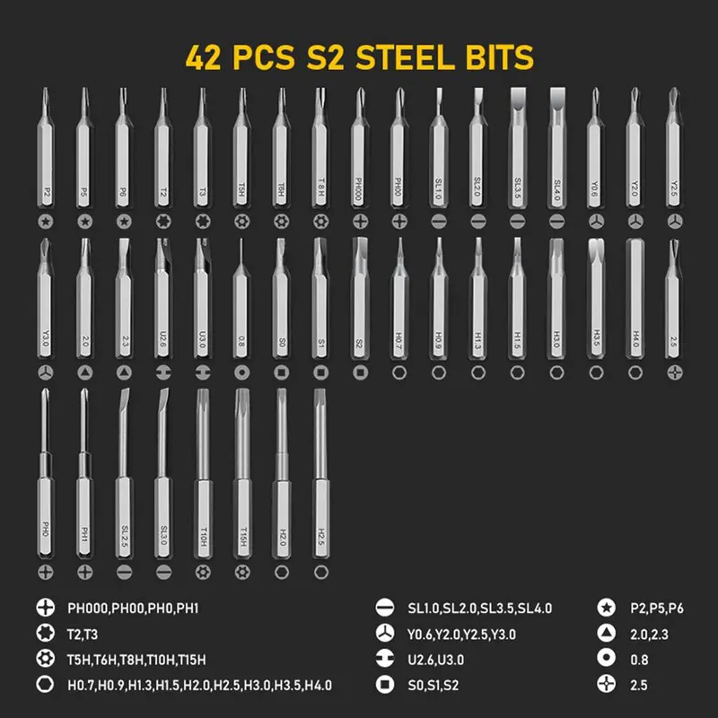 Mini Electric Screwdriver, Precision Electric Screwdriver with 42pcs Magnetic Bits, Suitable for Electronics Laptops Glasses Clocks 4