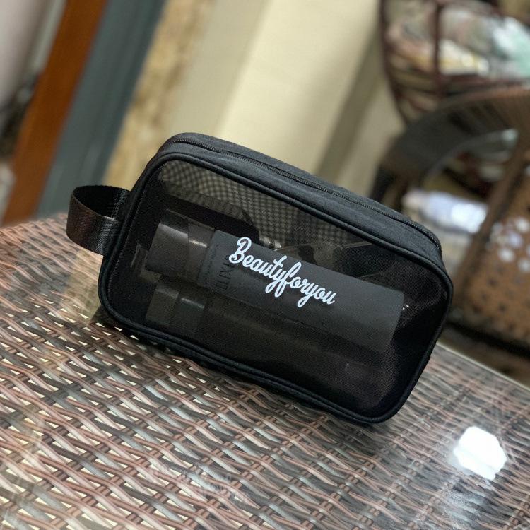 New Korean Style Is Hollow out See through Mesh Portable Cosmetic Bag Large Capacity Wash Bag for Working Women's Handbag Mom 6