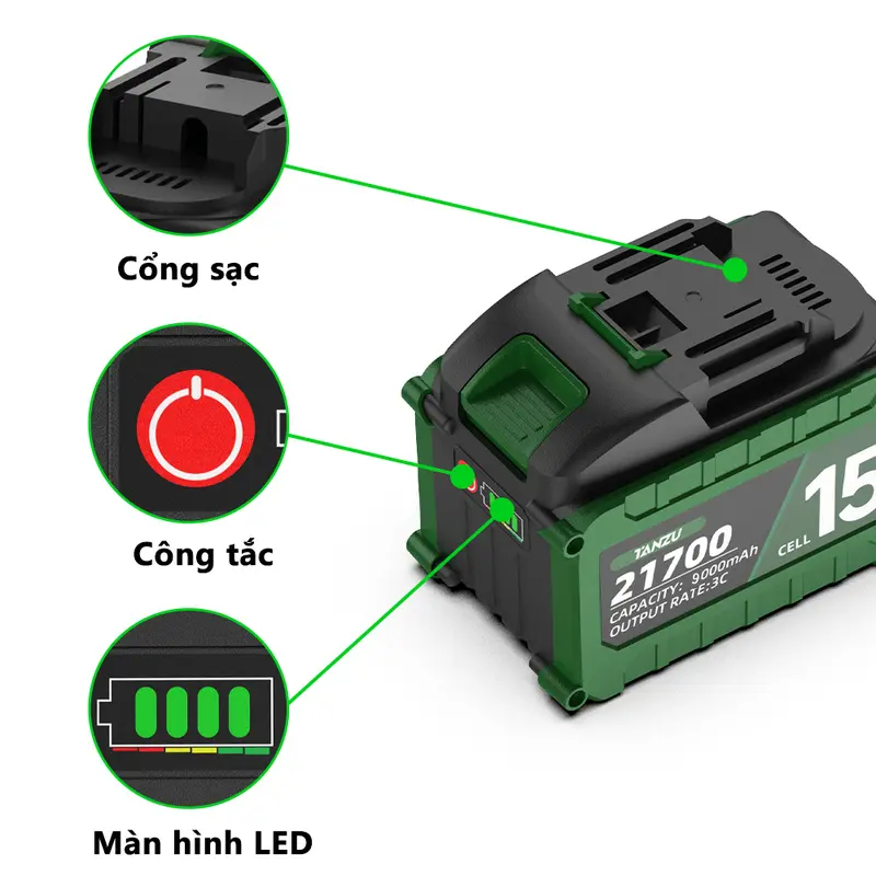 Sạc nhanh pin TANZU 1-1.5A, chân pin phổ thông 4cm, điện áp 21v, có chip bảo vệ dòng điện - Phụ kiện điện thoại 7