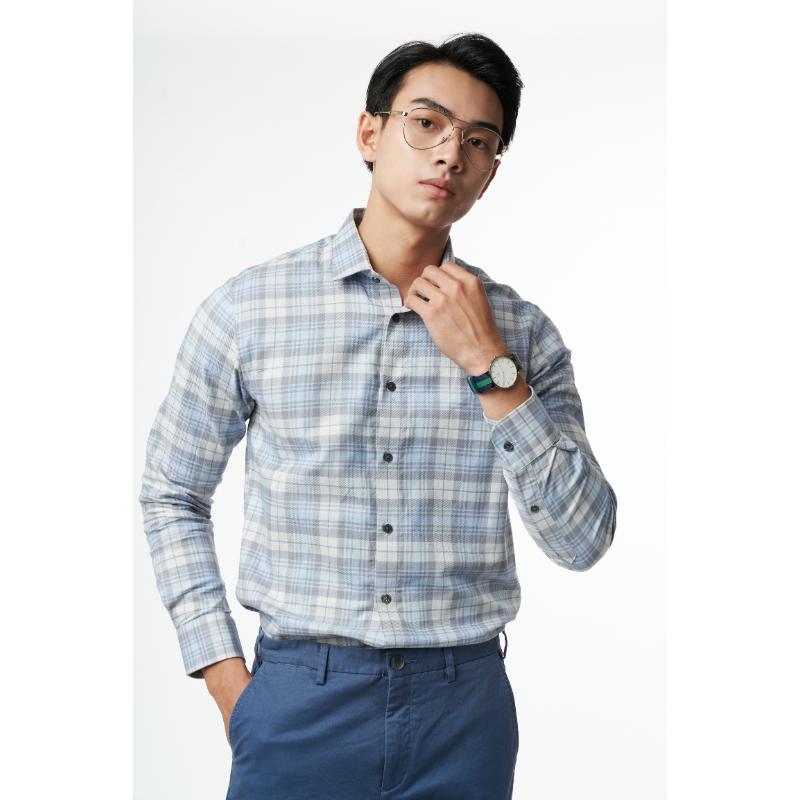 Áo Sơ Mi Caro Melange Nam Cotton Chống Nhăn Tự Nhiên N&M Thương Hiệu NINOMAXX 2110033 0