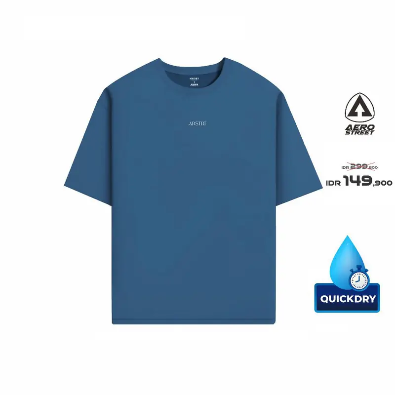 Aerostreet T Shirt Boxy Quick Dry Feliks Steel Blue - Kaos T Shirt  F1BAA 0