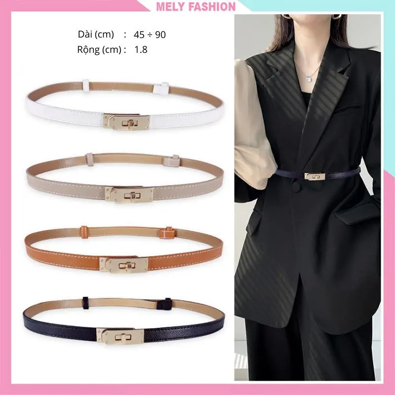 Thắt lưng đai váy nữ da bản nhỏ thời trang khóa kim loại phối váy phong cách công sở sang trọng TL10