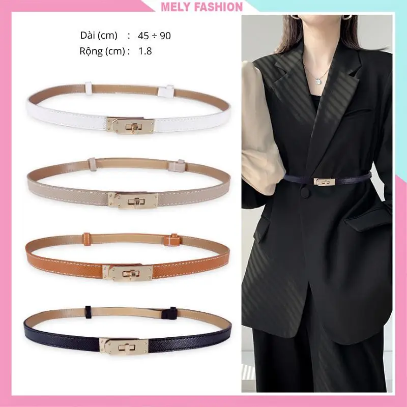Thắt lưng đai váy nữ da bản nhỏ thời trang khóa kim loại phối váy phong cách công sở sang trọng TL10