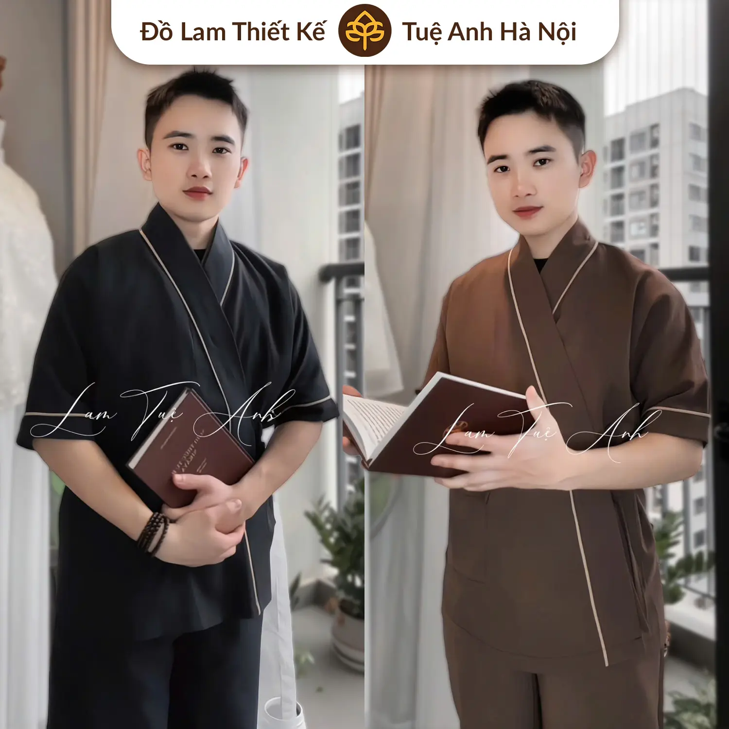 Đồ lam đi chùa pháp phục TRÍ TỊNH nam/nữ vạt chéo vải Đũi Nhật cao cấp mềm mát