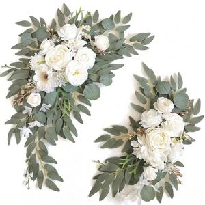 Kit de Arco de Flores Artificiales, 2 piezas/set Romántico y Elegante Kit de Arco de Flores Falsas, Flores Decorativas para Ceremonia de Boda y Recepción, Fruta