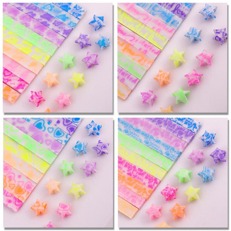 10 màu 210 tờ Giấy ngôi sao Origami hình ngôi sao may mắn tự làm Dải Origami thủ công V2I0 4