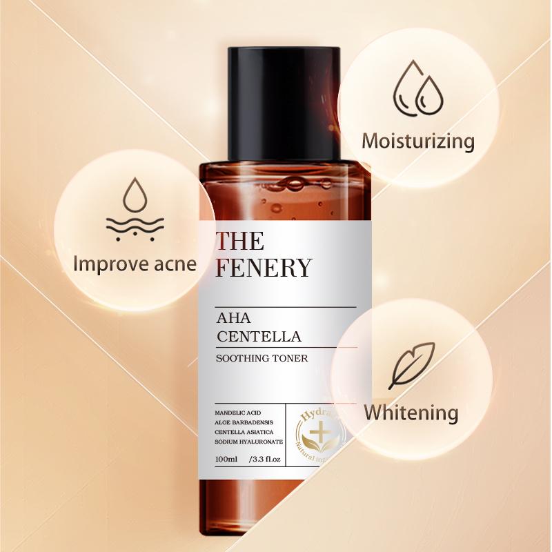 The Fenery 5pcs AHA Centella  Toner & Salicylic Acid Cleanser & Niacinamide Brightening Serum & Niacinamide Whitening Sunscreen & Ceramide Cream - Facial Wash Jerawat Ceramide Moisturizer Wajah Niacinamide Brightening Suncreen Serum Toner Wajah Pencerah 5