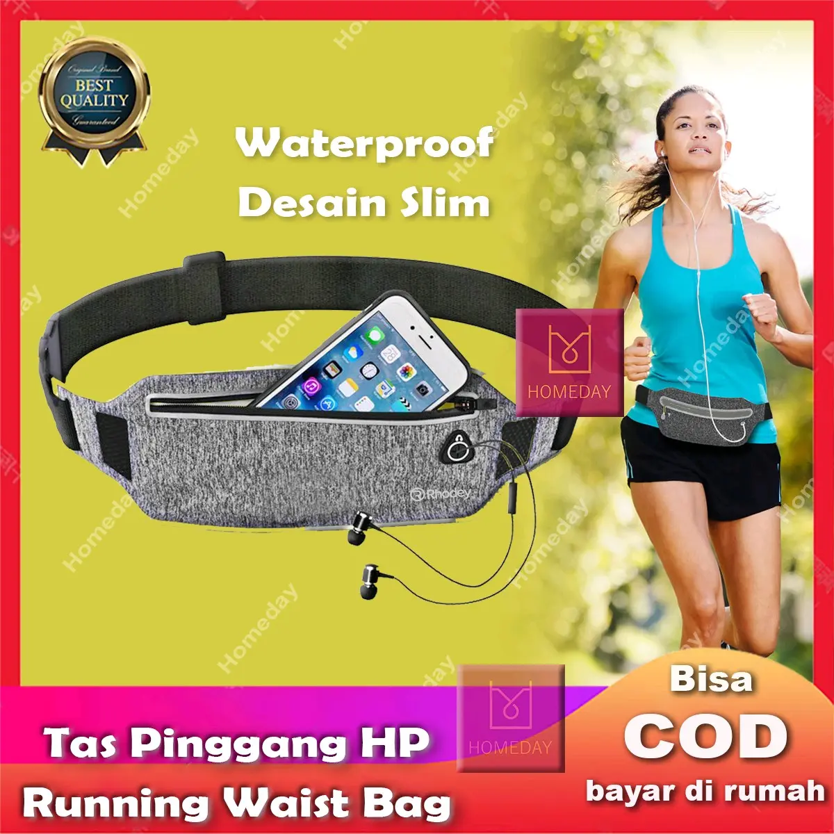 Rhodey Tas Pinggang HP Olahraga Lari Jogging Sepeda Running Sport Waist Bag