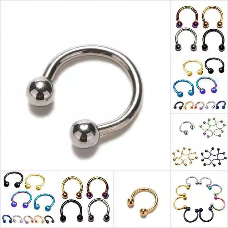 Anting Tindik Hidung Fake Piercing Bahan Besi Aneka Warna untuk Hidung Gold Silver
