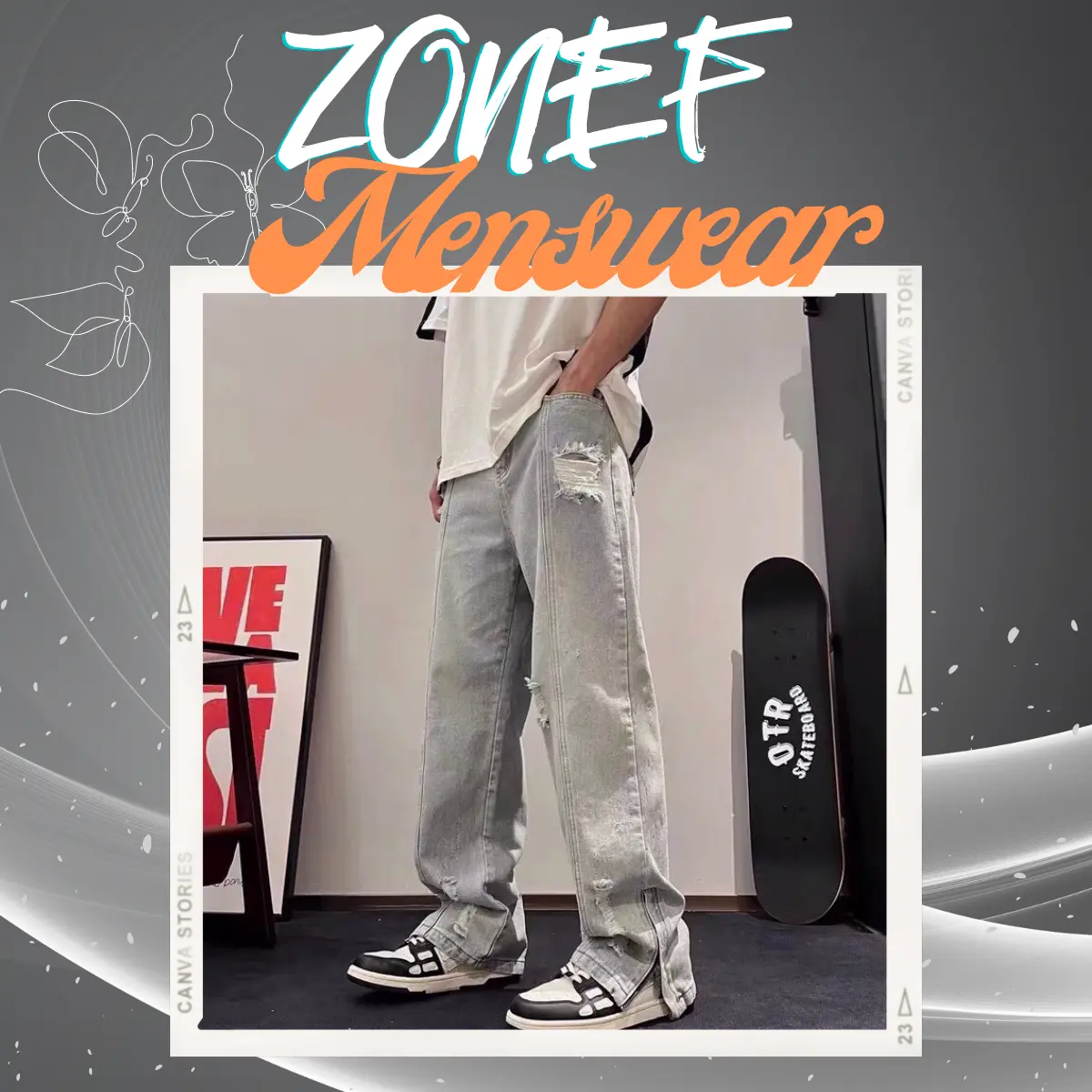 Quần Jean Rách Zipper Vers2 By Zonef Menswear