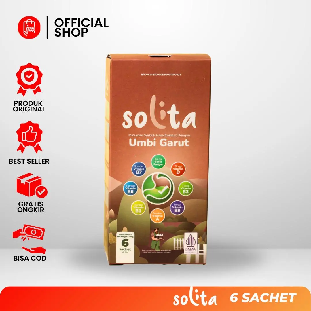 Solita Umbi Garut Rasa Coklat Travel Pack isi 6Sachet