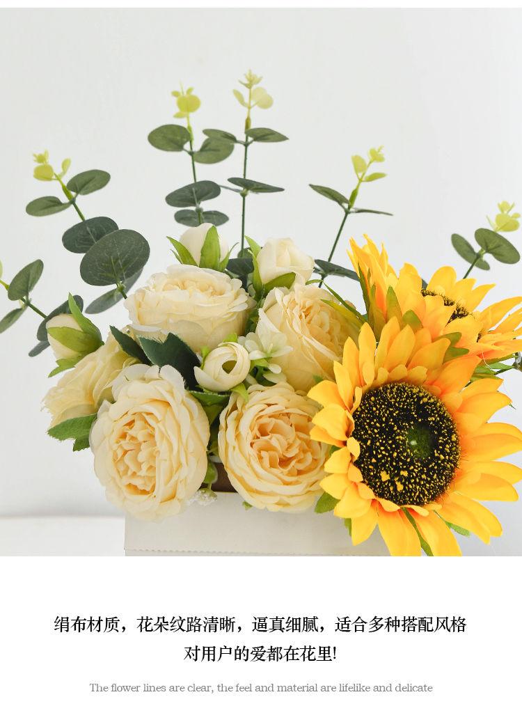 Product Introduction of [Hot sale in stores] Ins Style Sunflower Artificial Flowers Bouquet Home Decor Living Room Desktop Paper Bag Decoration Photo Props 7