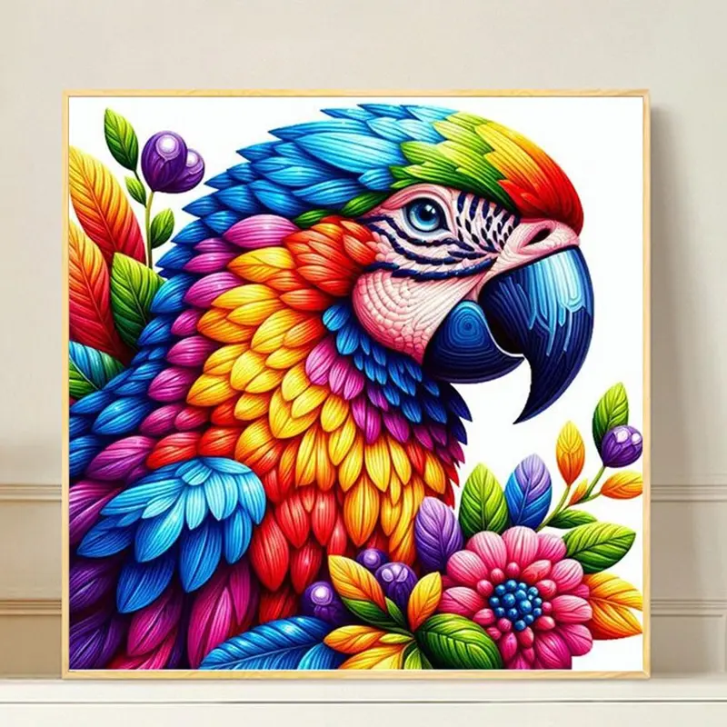 Parrot Pattern DIY Diamond Arts Colorful Painting Kit without Frame, 5D Diamond Decor Painting by Numbers Kit, DIY Wall Art Decor 2