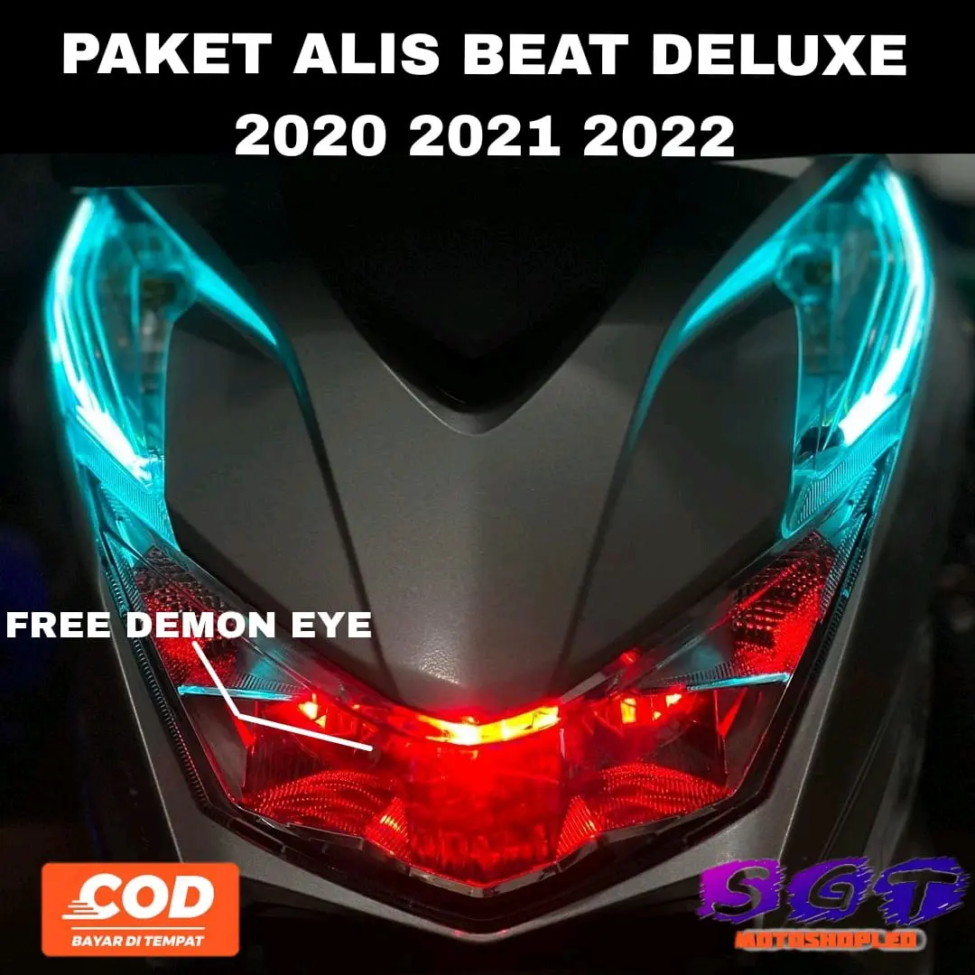 Paket lengkap LED alis lampu alis Honda BEAT DELUXE bonus 2 buah demon eyes Motorcycle