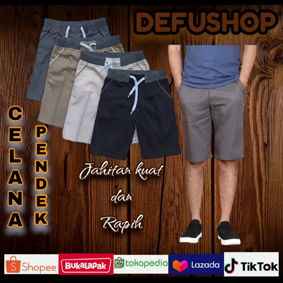 Celana pendek chinos adem dan nyaman dipakai berkualitas Katun Polos Hitam Lembut Santai