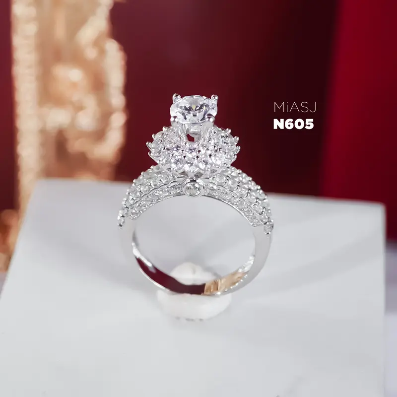 N605 - Nhẫn bạc Ý S925 nữ  đính đá hột cao cấp MiASJ | MiASJ Mi.A Trang sức bạc nhẫn  bạc 3