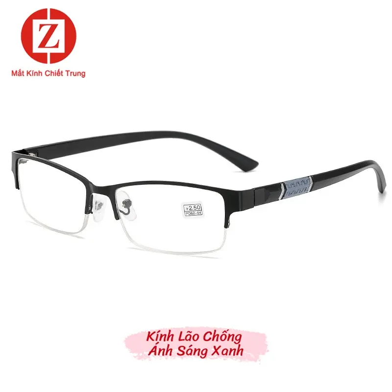 [Mã H203] Kính viễn thị trung niên độ nét cao, gọng bọc nửa viền trước kim loại sang trọng lịch sự đủ độ từ +1.00- +4.00 6