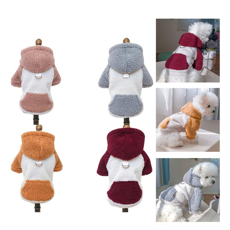 Outdoor Dog Warm Fleece Brushed Sweatshirts Vest Cold-Resistant Lamb Wools Tractions Sweater for Small Dogs Puppies 1