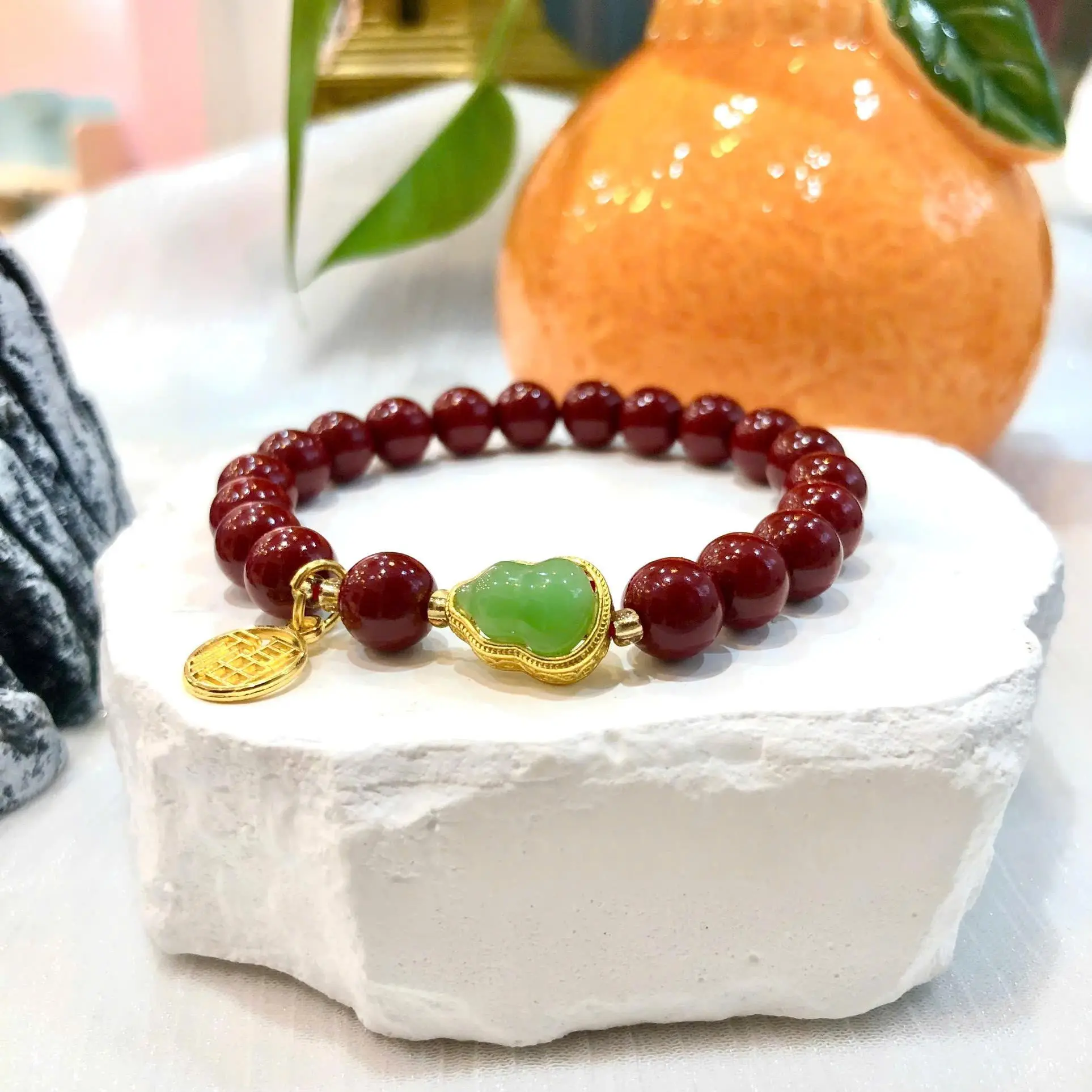 Vòng Tay Phong Thủy Chu Sa Hồ Lô 8mm - Bảo Hành Dây Charm Miễn Phí - Phụ Kiện