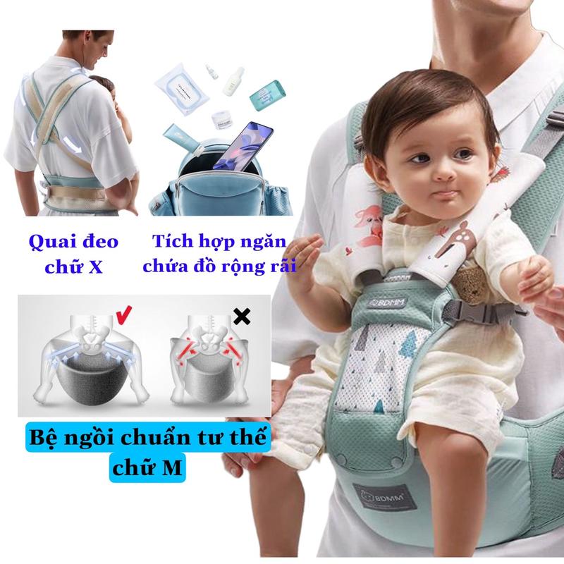 Địu em bé AIXINTU đa năng trợ lực có ngăn chứa đồ rộng rãi, siêu thoáng khí   Voi