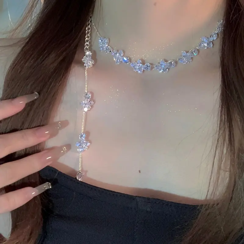 Dây Chuyền Xương Đòn Zircon Bất Đối Xứng Cổ Tích Nước Mắt Đẹp Và Siêu Thanh Lịch, Giá Cả Phải Chăng, Sang Trọng, Thích Hợp Cho Người Sành Điệu, Vòng Cổ Kim Cương Sáng Bóng Tinh Tế Phong Cách Tân Ins Mới 0